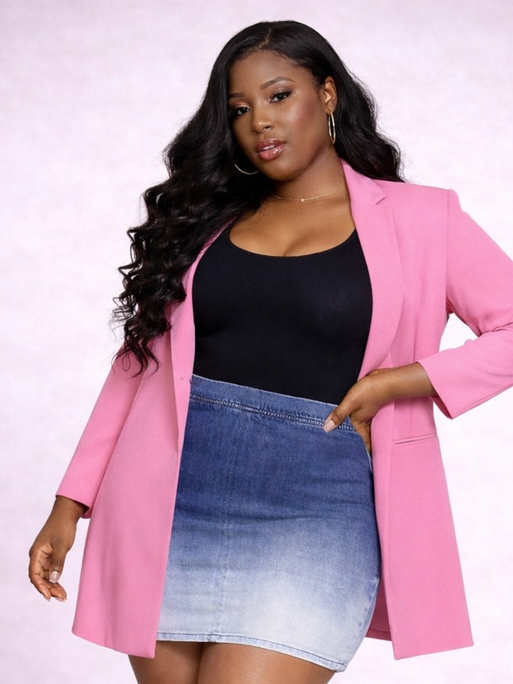 Blue Ombre Denim Pencil Skirt
